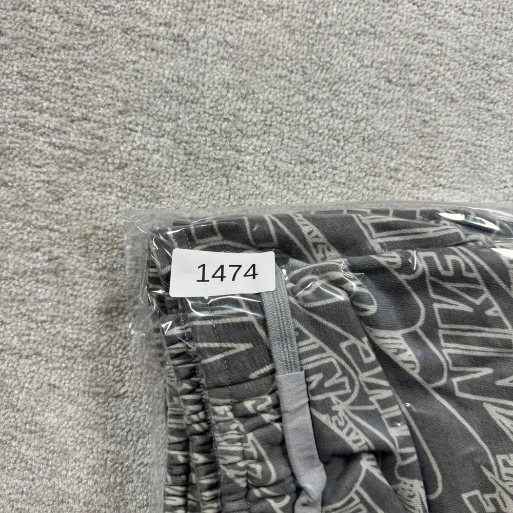Nike Shorts Boys L Grey All Over Logo Print French Terry Sportswear Drawstring